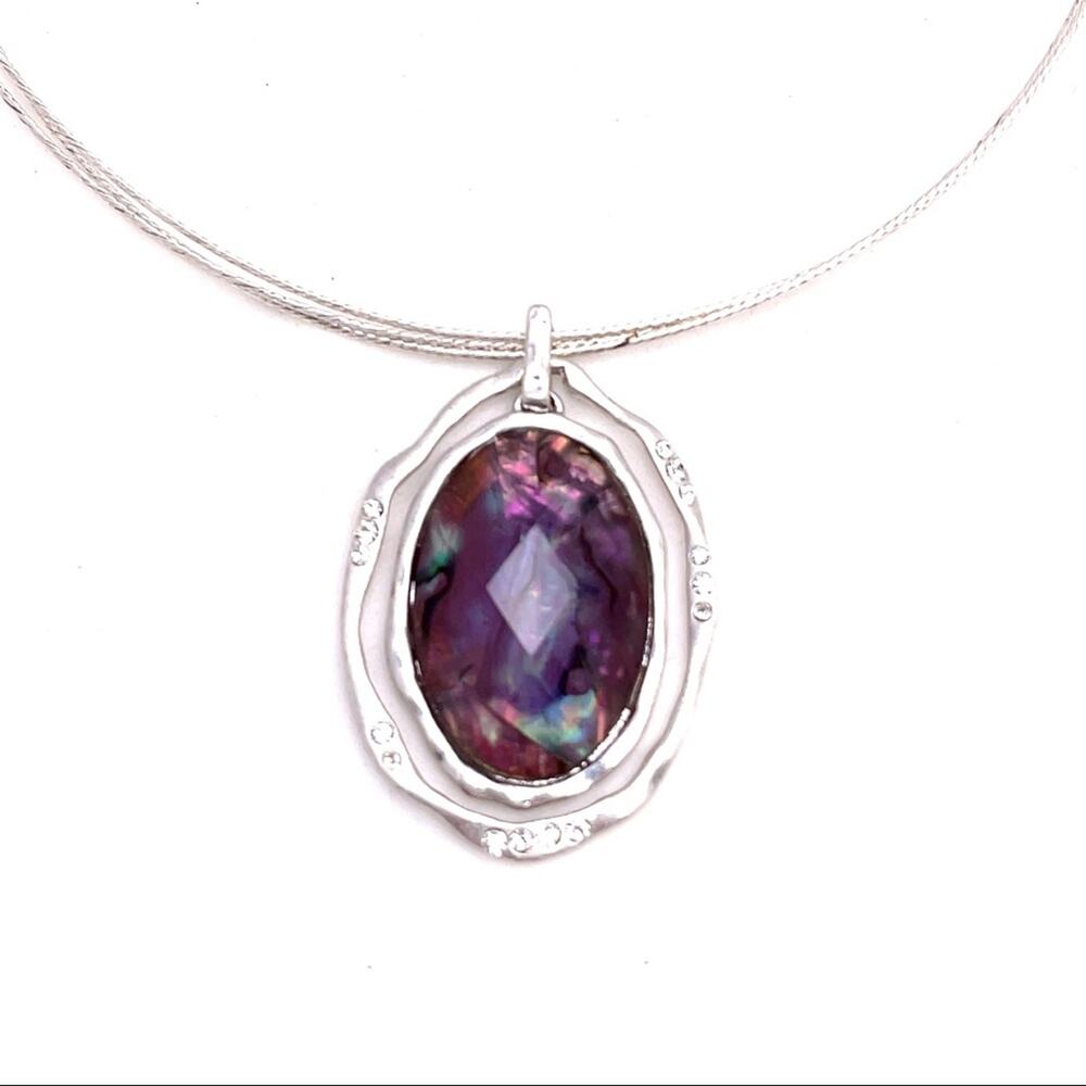Purple and Silver pendant wire necklace